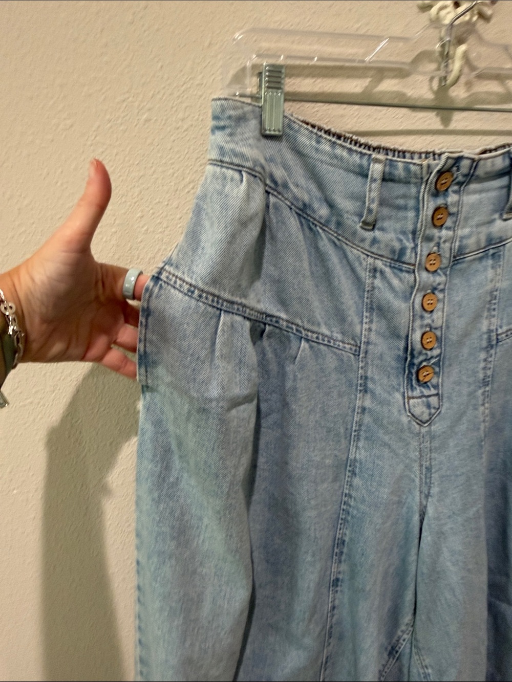 NWT Free People We The Free Blossom Pull-On Jeans - light sunny day sky blue - L - Picture 7 of 8